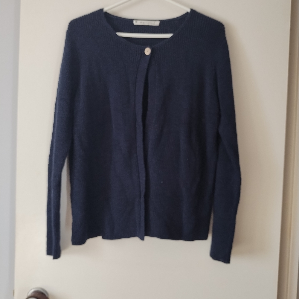MANSTED Blue Cotton Knit One Button Sweater M